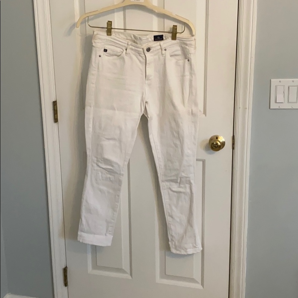 AG White Skinny Jeans, mid rise. size 28